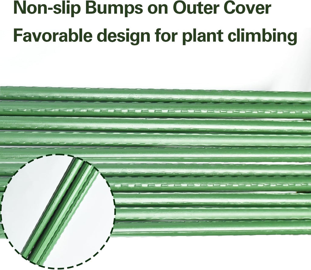 Plant Stakes 6ft, Steel Garden Stakes 6 Feet 25 Pack, Sturdy Plant Support for Climbing Plants, Tomatoes, Beans, Cucumbers, Peppers, Flowers, Potted, Strengthen and Stem to Grow Better