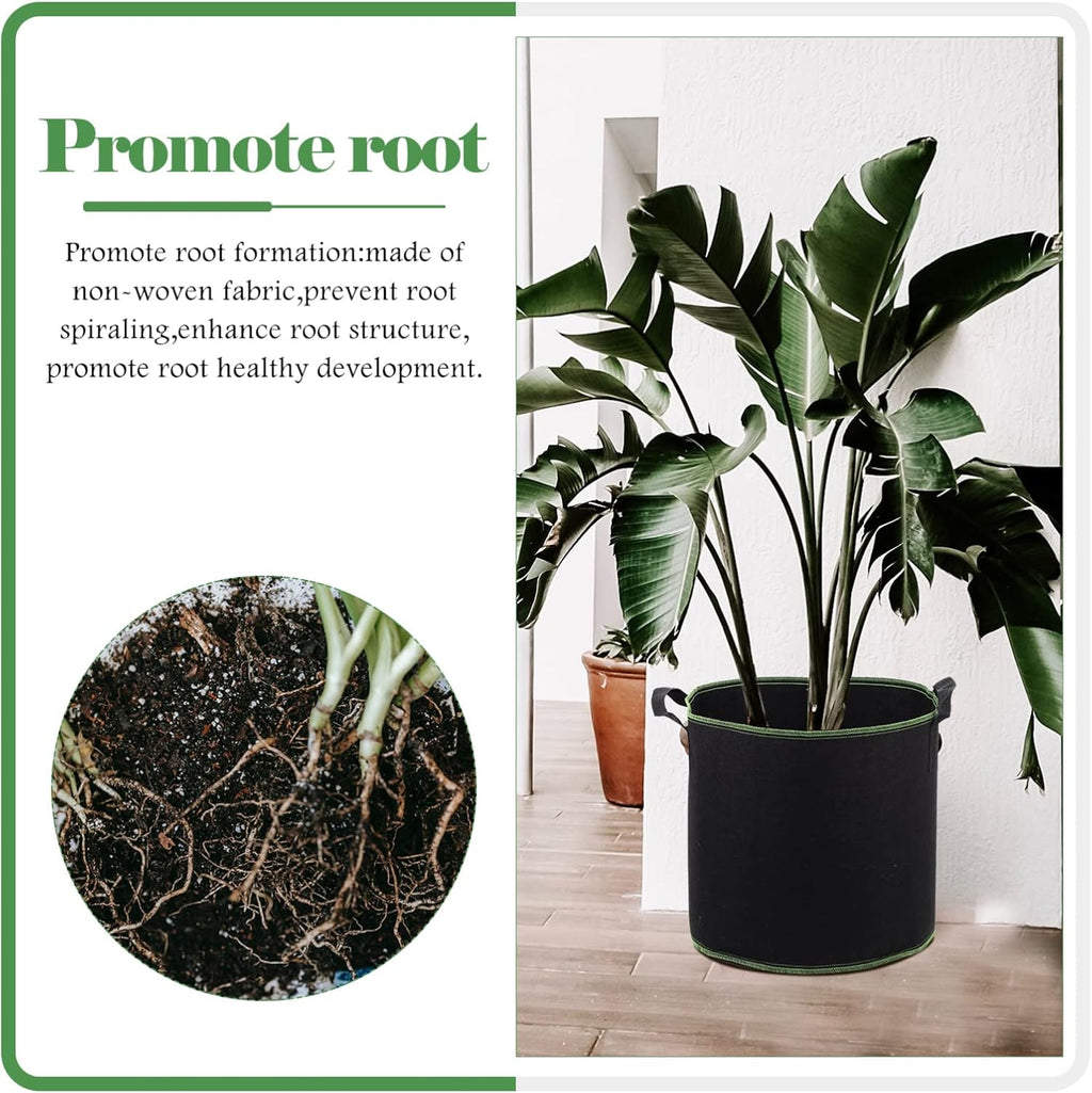 DOITOOL 5 Pack 5 Gallon Plant Grow Bags, Nonwoven Plant Fabric Pots with Handles, Vegetable/Flower/Plant Grow Bags for Nursery Garden Planting