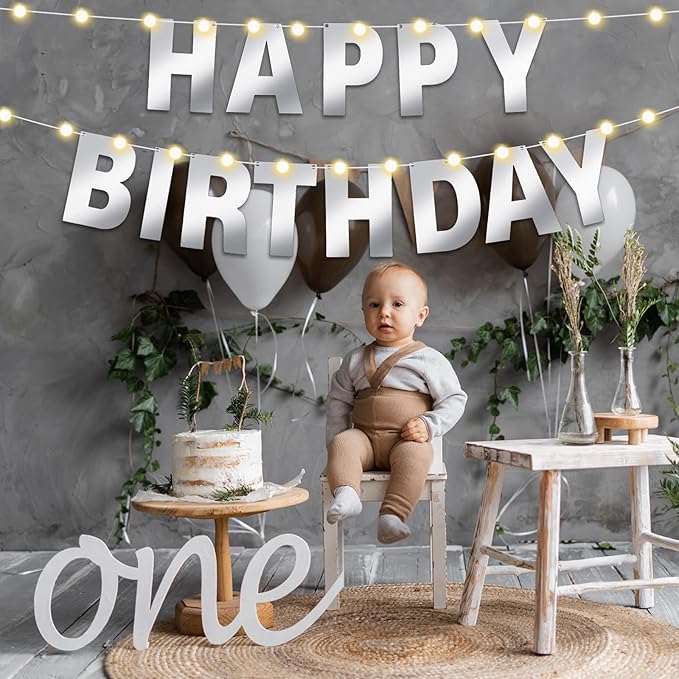 TaoBary 112 Pcs DIY Letter Kit Glitter Customizable Banner Letters Include 107 Letters and Numbers 3 Rope and 2 Needles for Birthday Halloween Christmas Wedding Valentine Party Decor(Glossy Silver)