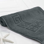 DAN RIVER Greek Bath Mat - Grey, 100% Ring Spun Cotton, Pack of 2, 20x32 inches, 800 GSM, Non-Slip, Absorbent, Quick Drying, Machine Washable Bathroom Floor Mats for Shower, Kitchen & Bath