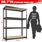 REIBII Storage Shelves Adjustable Metal Shelving 1600LBS Garage Shelves Industrial Metal Shelves 4 T ier Garage Shelving for Warehouse Basement Kitchen Pantry Closet, 11.8" D x 23.6" W x 56.7" H