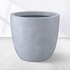 Kante 10 Inch Dia Round Concrete Planter, Indoor Outdoor Large Plant Pot with Drainage Hole and Rubber Plug for Home Patio Garden, Gray