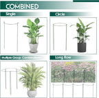 12 Pack 30 inch Plant Support Stakes, Heavy-Duty Half Round Peony Support, Garden Plant Stakes Cage for Outdoor Plants, Peony, Tomato, Hydrangea, (15ln Support +15ln Stainless Extension Tubes)