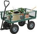 FDW Garden Cart Streel Heavy Duty 500 LBS Capacity，Utility Cart Wagon with Removable Sides and 180°Rotating Handle for Yard, Lawn and Garden Hauler (Dark Green)