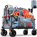 49" L Collapsible Foldable Extended Wagon with 500lbs Weight Capacity,300L Heavy Duty Beach Cart,Large Utility Wagon with Cup Holders,Cart for Sports,Outdoors,Grocery,Shopping (LightBlue)