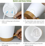 WSMKSZ 4 inch Self Watering Pots for Indoor Outdoor Plants, 6 Pack Plastic Flower Planters with Drainage Holes and Removable Saucers, Plant Pots with Wicking Rope, Modern Decor, White Brown