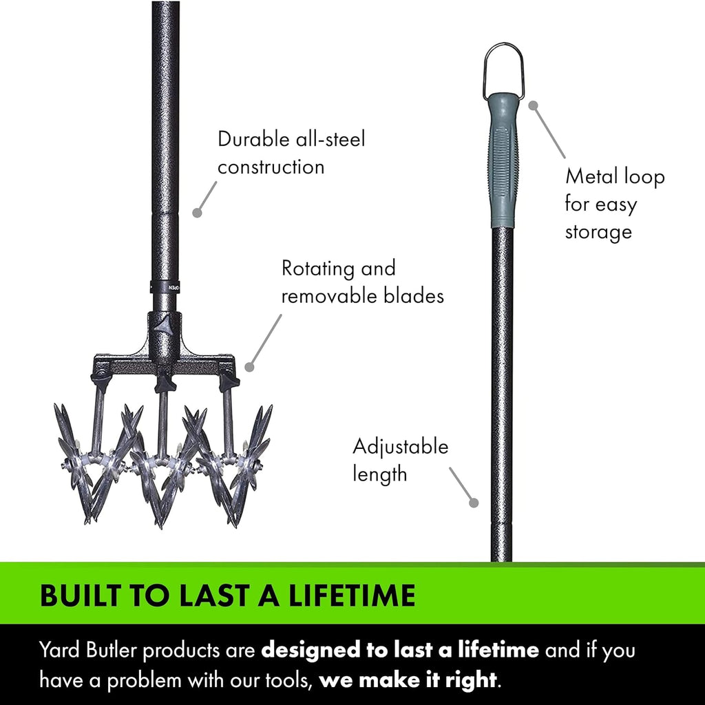 Yard Butler- Rotary Cultivator - Durable Garden Cultivator for Healthy Soil - Customizable Tiller to Meet Garden & Lawn Needs - Ergonomic Gardening Tool Design - Standard Packaging