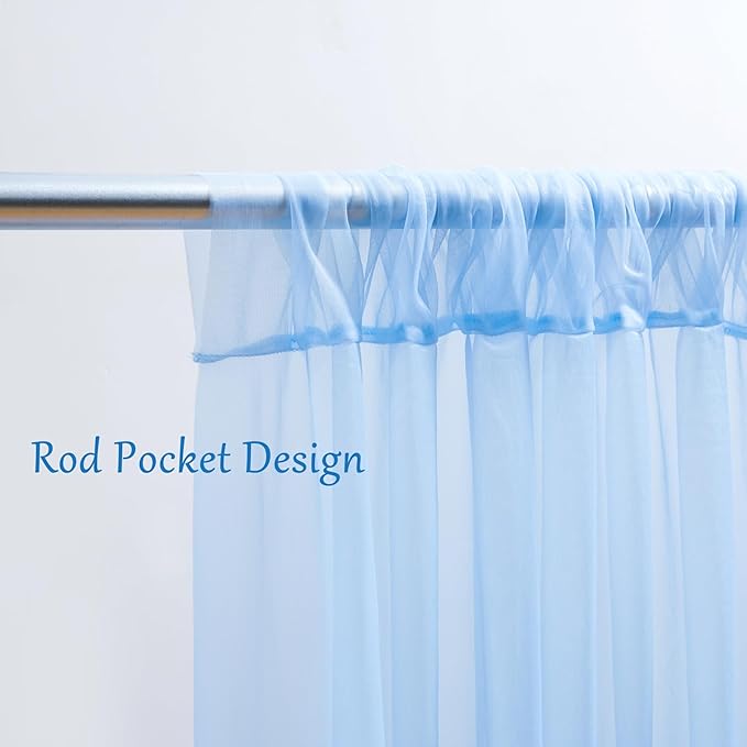 10x10 Blue Tulle Backdrop Curtains for Parties, Sheer Backdrop Curtain Wedding Photo Background Drapes for Baby Shower Photography Birthday Party