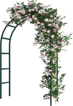 RUBFAC 94" Metal Garden Arch Trellis for Climbing Plants Outdoor, Garden Arbors and Arches, Halloween Archway for Pumpkin Balloon Rose Vines Wedding Christmas Birthday Party Decorations, Army Green