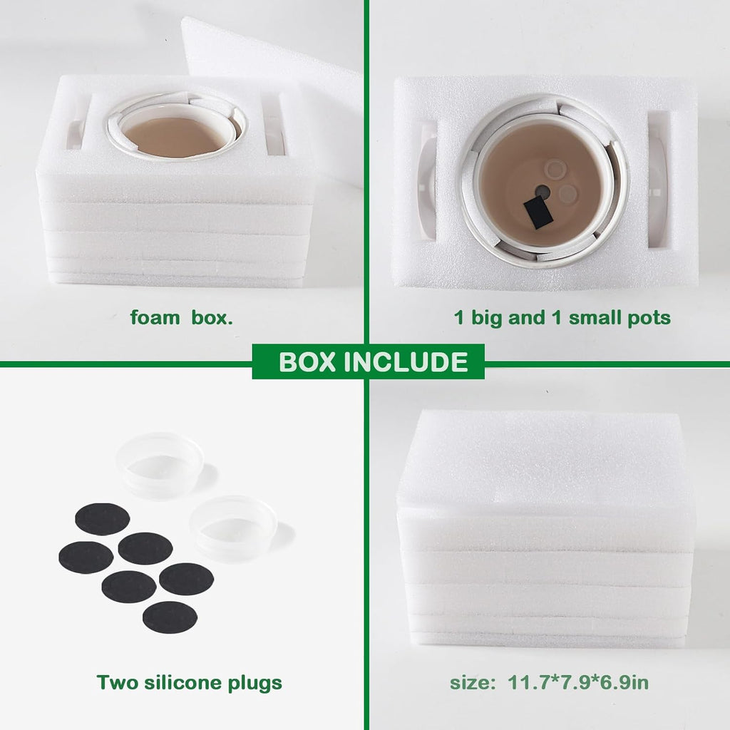 Docrin Ceramic Plant Pots Indoor, 6.6 + 5.5 Inch Flower Pots with Drainage Holes and Saucer for Plants, Set of 2, Milky White Honeycomb