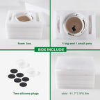 Docrin Ceramic Plant Pots Indoor, 6.6 + 5.5 Inch Flower Pots with Drainage Holes and Saucer for Plants, Set of 2, Milky White Honeycomb