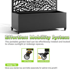 15.7"×70.9"×35.4" Metal Raised Garden Bed with Trellis and Wheels - Tall Trellis Planter Box for Climbing Plants, Vegetables & Vines - Outdoor Privacy Planters for Patio (Black-Spring)