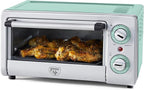 GreenLife Countertop Toaster Oven Air Fryer Stainless Steel, Healthy Ceramic Nonstick, PFAS and PFOA-Free, Tray & Basket, Bake, Broil, Reheat, Adjustable Temp & Time Control, Auto Shutoff, Turquoise