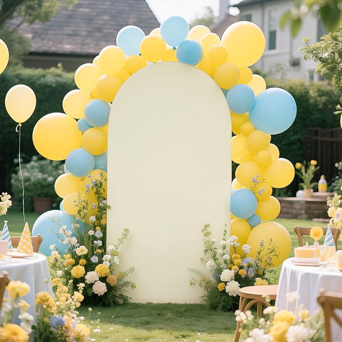 Ledido Wedding Arch Backdrop Cover 6FT Arch Covers Fitted Stretchy Spandex Round Top Stand Backdrop Cover for Wedding Banquet Ceremony Birthday Party Baby Shower Event Decoration,Ivory