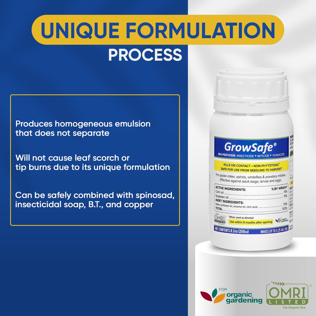 GrowSafe Bio-Pesticide, Organic and Natural Miticide, Fungicide and Insecticide (8.5 fl.oz)