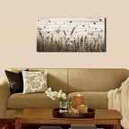 Wildflower Wall Art Autumn Canvas Picture Butterfly Grass Dandelion Artwork Vintage Wooden Board Painting Prints for Bedroom Living Room Office Home Kitchen Wall Decor Framed Ready to Hang 20" x 40"