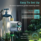 QUOBAS Brass Sprinkler Timer, Programmable Water Hose Timer for Garden Hose Faucet with Waterproof HD Screen, Rain Delay/Manual/Automatic Irrigation Watering System for Garden, Lawn, Yard