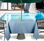 Outdoor Tablecloth Wrinkle-Free Stain Resistant Waterproof Polyester Fabric Table Cover with Umbrella Hole for Picnic/Party/Dinner/Patio Garden(60×60inch Square,Zippered,Water Blue)