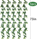 mizii 5 Pack 365" Artificial Scindaps Vines Garland Fake Vine with Silk Green Leaves Faux Hanging Plants Greenery Decoration for Bedroom Wall Party Wedding Room Home Decor