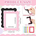 Kingdder 12 Pcs Scalloped Magnetic Picture Frame for Refrigerator 2.5 x 3.5 Pastel Reusable Picture Frame Magnets Decorative Photo Holders for Fridge Home School Office Kitchen Locker