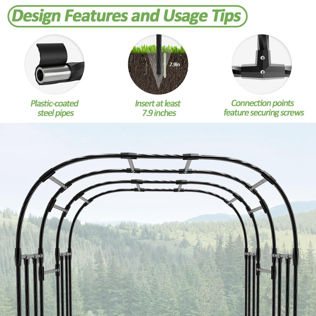 Trellume Garden Arch Trellis - 69" L*71" W*87" H, Rust-Proof Grape Trellis with Thickened Steel 20MM Pipe, Garden Arch Trellis for Climbing Plants Outdoor, Tunnel Trellis for Cucumber, Pumpkin, Melon