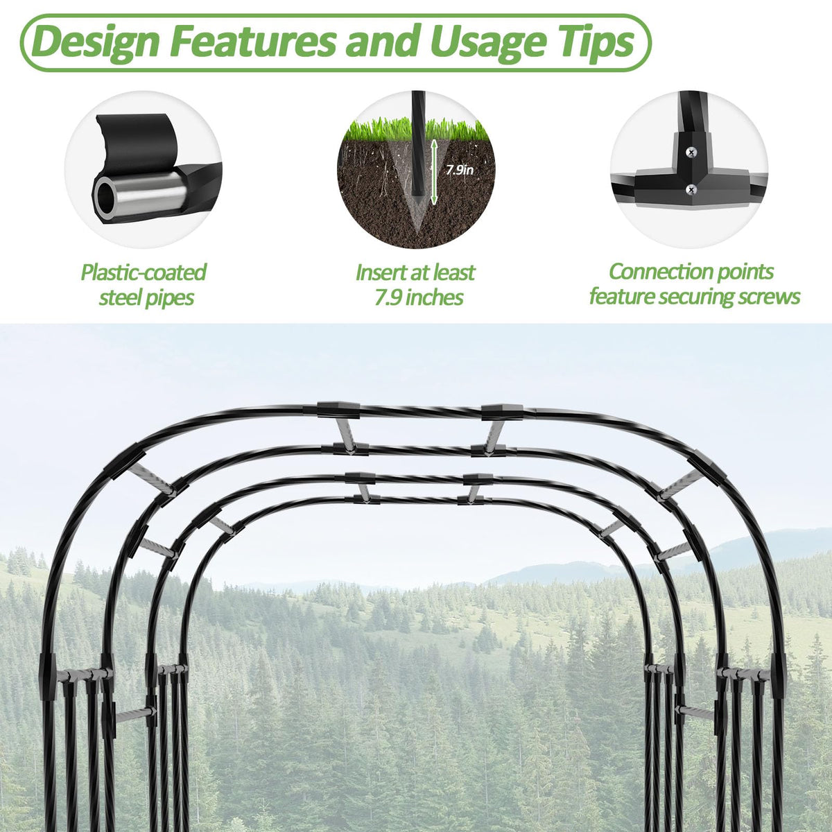Trellume Garden Arch Trellis - 69" L*71" W*87" H, Rust-Proof Grape Trellis with Thickened Steel 20MM Pipe, Garden Arch Trellis for Climbing Plants Outdoor, Tunnel Trellis for Cucumber, Pumpkin, Melon