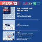 BNX TruFilter 20x24x2 Air Filter MERV 13 (4-Pack) - MADE IN USA - Electrostatic Pleated Air Conditioner HVAC AC Furnace Filters for Allergies, Pollen, Mold, Bacteria, Smoke, Allergen, MPR 1900 FPR 10