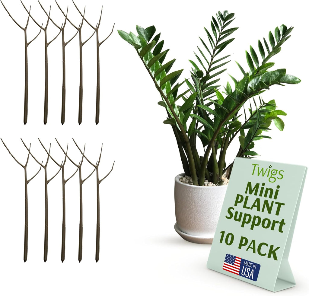 Twigs - Plant Support Stakes for Indoor, Outdoor & Climbing Plants, Gardening Supplies, Garden Accessories, Trellis & Ring Alternative, Made in USA - Moonstone, 10 Pack, 12" L, Mini Twigs