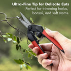 LIVINGO Sharp Garden Pruning Shears - 2 Pack 6.5” Spring Loaded Handles, Non-Stick Teflon Coated Stainless Steel Blades Scissors for Trimming Plant, Flower
