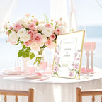 Acrylic Gold Frames 4 x 6, Slanted Back Gold Picture Frames Table Acrylic Sign Holder for Photos Wedding Table Numbers and Art Display with Removable Clear Sticky Dots,6 Pack