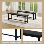 Recaceik Dining Table Set for 4 Kitchen Dining Room Set with 2 Dinner Benches, Farmhouse Breakfast Table for Apartment Small Space, Easy Assembly