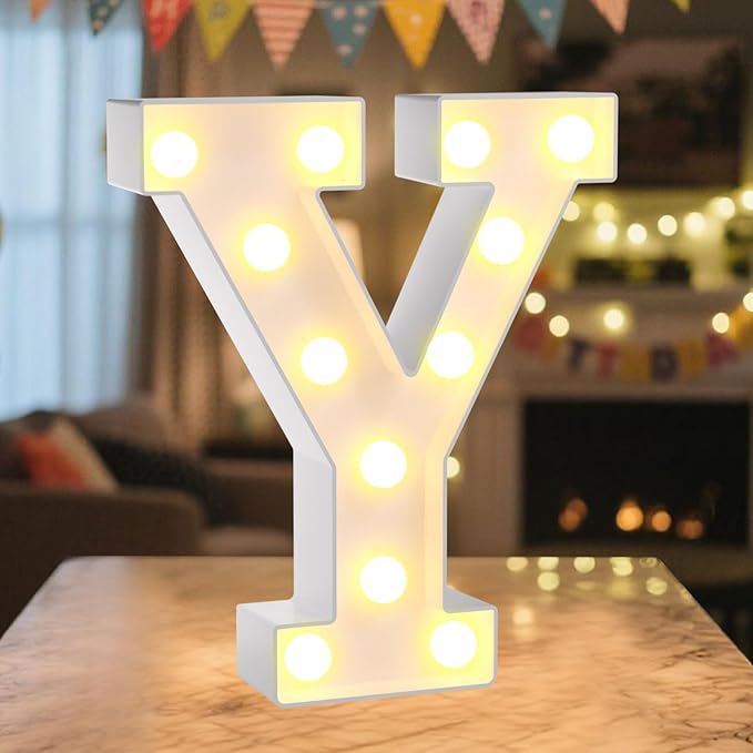 LED Marquee Light Up Letters Sign - Lighted Letters Alphabet for Birthday, Graduation, Bar Wall & Table Party Decor, Wedding Anniversary and Christmas Decorations, Letter Y