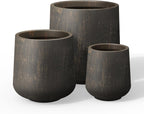 Kante 15.3"+11.6"+8.2" Dia Round Concrete Planter, Large Outdoor Indoor Planter Pots Containers with Drainage Holes and Rubber Plug for Home Garden Patio, Oil Rubbed Bronze