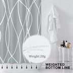 Punkray Light Grey Shower Curtain for Bathroom with Hooks, Shower Curtain Set Stripe Bath Curtains Decorative White Shower Curtains Weighted Hem Water Repellent Washable, 72 x 72
