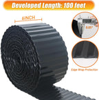 Corrugated Metal Garden Edging, 6"×100Ft Landscape Edging Border for DIY Lawn, Flower Bed and Garden, Flexible Bender Border for Lawn and Yard, Sturdy Galvanized Garden Edging Border, Black