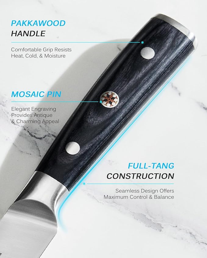 KYOKU 5" Kitchen Utility Knife, Samurai Series Chef Knife with Pakkawood Handle & Mosaic Pin, Japanese High Carbon Steel Knife, Full Tang Kitchen Knife for Vegetable Fruit Herb with Sheath and Case