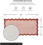 MONDAY MOOSE Bath Mat with Scalloped Wavy Ripple Design, Microfiber Absorbent Non Slip Tufted Rug for Floor, Shower or Kitchen (24x47 inch, Blush)