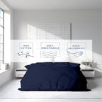 Kotton Culture 3 Pc King Size Duvet Cover Set- 100% Egyptian Cotton Sateen 600 Thread Count Ultra Soft Premium Durable Comforter Cover Zipper Closure & Corner Ties (Navy Blue, King 102"x94")