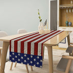 American Flag Table Runner, 4th of July USA Rustic Vintage Wooden Blue Red Stars Stripes Print Table Runner for Farmhouse Kitchen Dining Table Decor, 13x70inch
