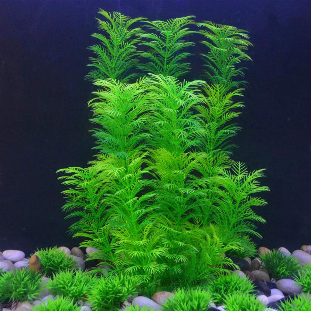 Hamiledyi Aquarium Plants Plastic Decor Fish Tank Green Decorations Plants Ornament Safe for All Fish,Extra Large 23-inch Tall, 2 Pack（Green Style A）