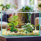 3-Pack Artificial Aquarium Plants Set - 2×6 inch & 1×5 inch Realistic Plastic Fish Tank Decor with Weighted Base for Betta Tanks, Aquascaping, Reptile Terrariums
