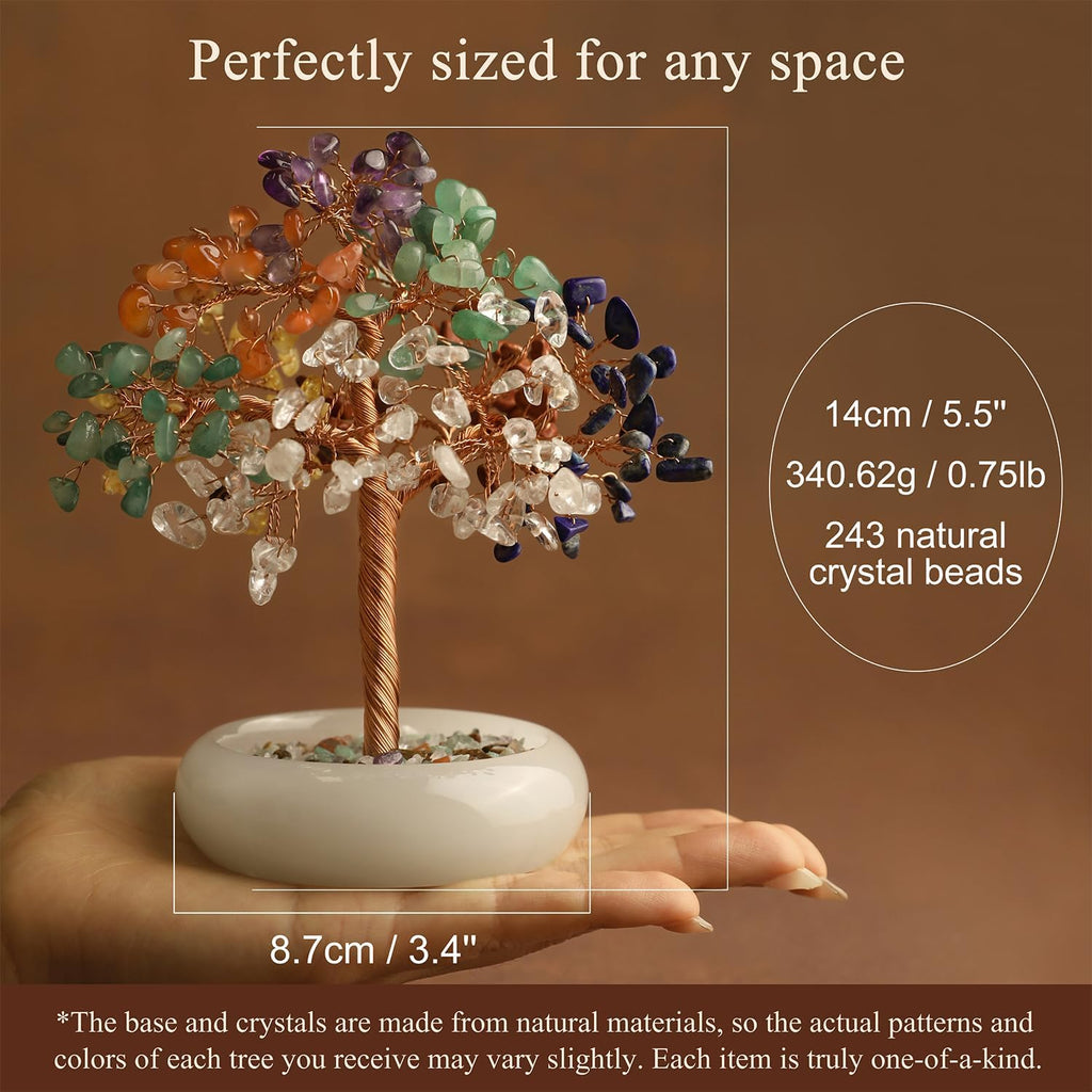 Rose Quartz Crystal Trees of Life for Home Office Desk Deco, Bonsai Tree, Chakra Healing Crystals Stones for Money Good Luck Pink Stone Crystals Birthday Gifts for Women