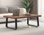 HSH Wooden Coffee Table, Industrial Rectangle Center Table, Modern Minimalist Coffee Table for Living Room, Farmhouse Wood and Metal Cocktail Tea Table for Bedroom Home Office, Rustic Brown, 47 in
