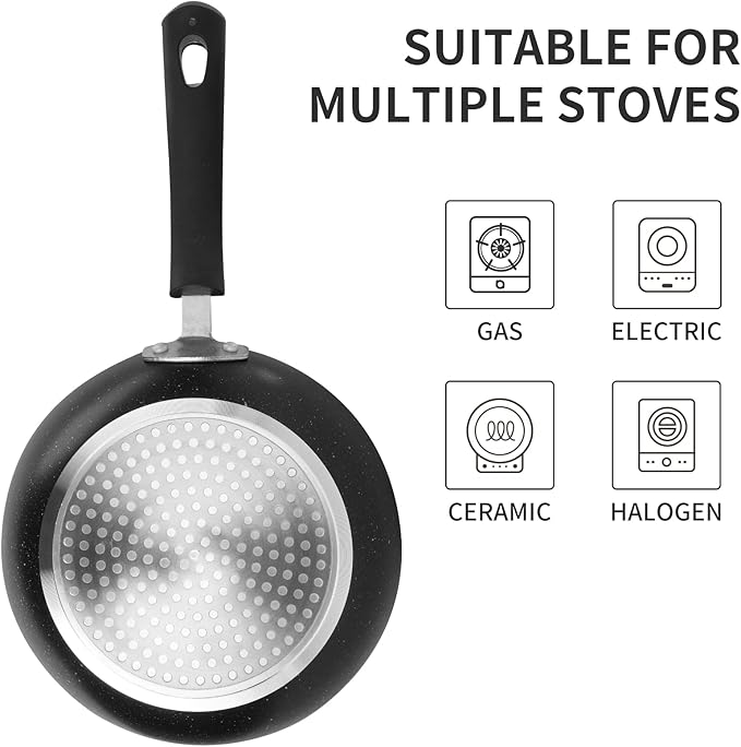 Frying Pan 3-Piece Set, Nonstick Skillet Set for Induction Cooktop, Frying Pan Nonstick 8 Inch+9.5 Inch +11 Inch (Black)