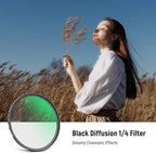 NEEWER 82mm Black Diffusion 1/4 Filter Dreamy Soft Cinematic Effect Filter Ultra Slim Water Repellent Scratch Resistant Optical Glass Multiple Nano Coatings for Video/Vlog/Portrait Photography