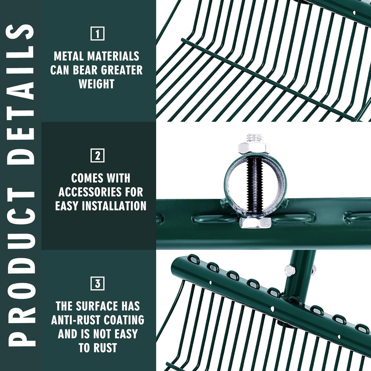Tandefio 2 Pack Pitchfork Replacement Head Metal Horse Manure Rake Gardening Pitch Fork with Angled Tines for Horse Stall Poop Picking up(Green)