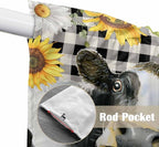Retro Sunflowers Swag Valances for Windows, Farmhouse Floral Cow Butterfly Black Plaid Rod Pocket Kitchen Curtains Valance, Kitchen Window Curtains Swag for Cafe Living Room, 2 Panels, 36x45 inch