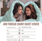 Pizuna Pure 100% Cotton Twin Duvet Cover Set, Luxurious 400 Thread Count Long Staple Cotton Sateen Weave with Button Closure (Combed Baby Blue Cotton Duvet Cover Twin)