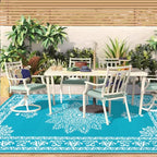Yamaziot Outdoor Rug 9x18 Ft, Waterproof Plastic Straw Patio Rug, Reversible Backyard Carpet UV Resistant Portable RV Mat Clearance, Large Indoor Outdoor Rug for Patio, Porch, Deck, Balcony, Teal