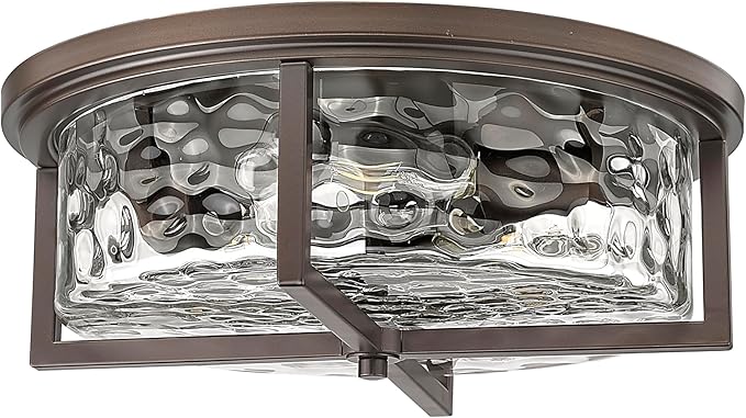 16" D Industrial Flush Mount Ceiling Light, Large 3-Light Farmhouse Close to Ceiling Lights for Hallway, Kitchen, Bathroom, Dining Room (Oil Rubbed Bronze,)